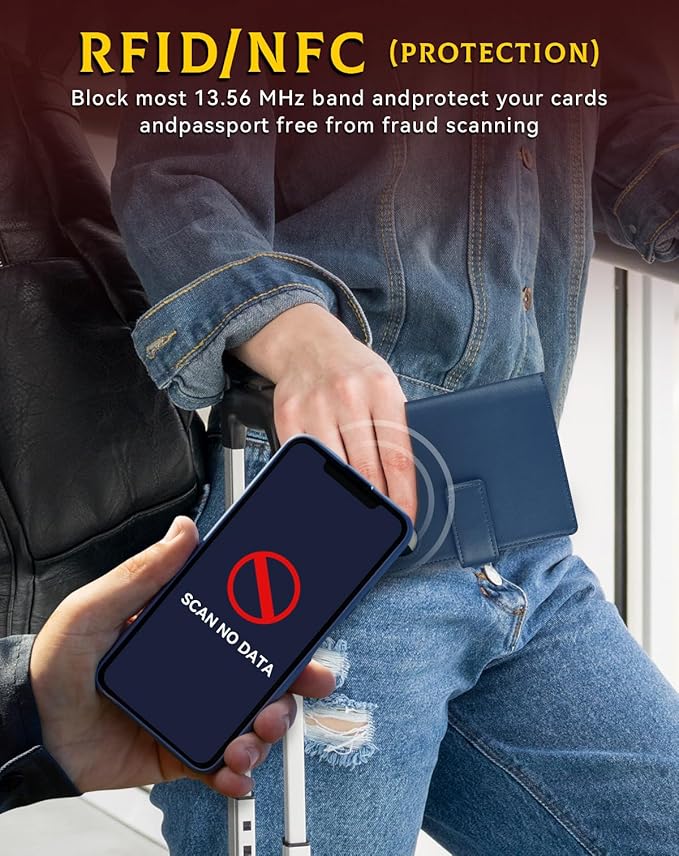 Passport Holder Wallet Cover Case for Women and Men,RFID Blocking,Passport Case,Travel Accessories (Navy Blue)