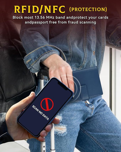 Passport Holder Wallet Cover Case for Women and Men,RFID Blocking,Passport Case,Travel Accessories (Navy Blue)