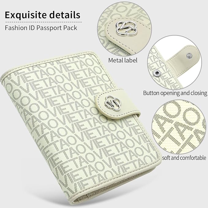 Passport Holder Wallet Bag with AirTag Holder, Card Slots and Passport Solt Ticket Cash Solt, Photo Solt Sim Card Pen Slot.White