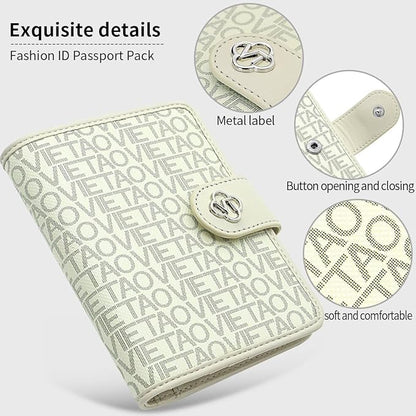 Passport Holder Wallet Bag with AirTag Holder, Card Slots and Passport Solt Ticket Cash Solt, Photo Solt Sim Card Pen Slot.White