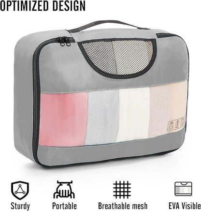 Veken 8 Set Packing Cubes for Travel Essentials, Suitcase Organizer Bags in 4 Sizes, Carry-On Luggage Accessories with Large Laundry & Hanging Toiletry Bag, Must-Have for Airplane, Road Trip & Camping
