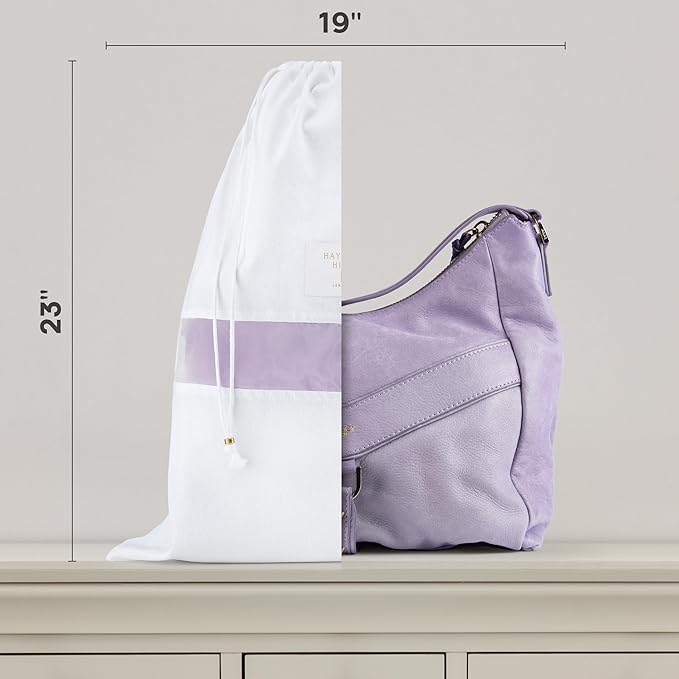 Hayden Hill Luxury Organic Cotton Dust Bags For Handbags - 6 Pack (Med-Large) - Handbag, Purse and Shoe Bags for Storage - Certified Carbon Neutral
