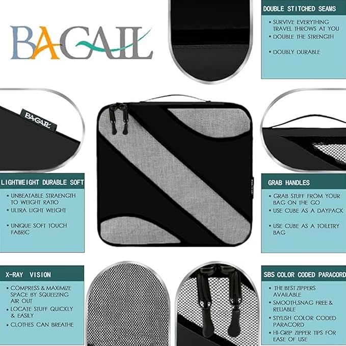BAGAIL 6 Set Packing Cubes,Travel Luggage Packing Organizers