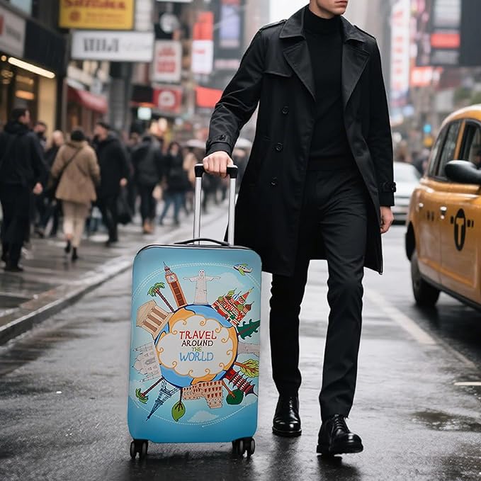 WUJIAONIAO Travel Luggage Cover Baggage Suitcase Cover Protector Skins 18-32 Inch (ocean, M (for 22-24 inch luggage))