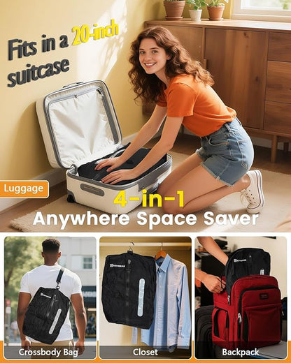 2Pack Vacuum Seal Bags For Clothing Travel With Wireless Pump | Waterproof Reusable Compression Bags with Shoulder Strap for Luggage and Suitcase, Space Saver Vacuum Seal Packing Cubes for Clothes