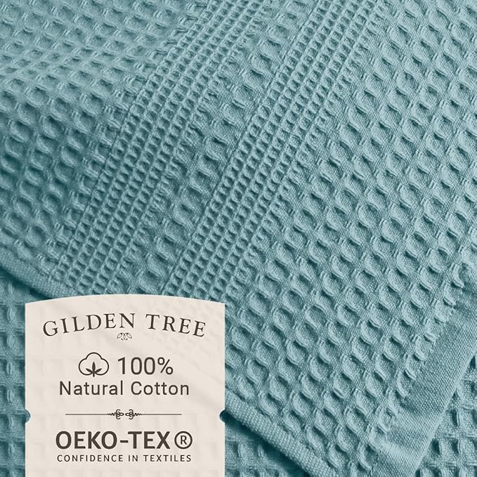 GILDEN TREE Waffle Bath Sheet Large Bath Towels Quick Dry Thin Body Towels, 40x80 Oversized Bath Towels for Adults, 2 Pack Bath Sheet Set, Classic Style (Seafoam)