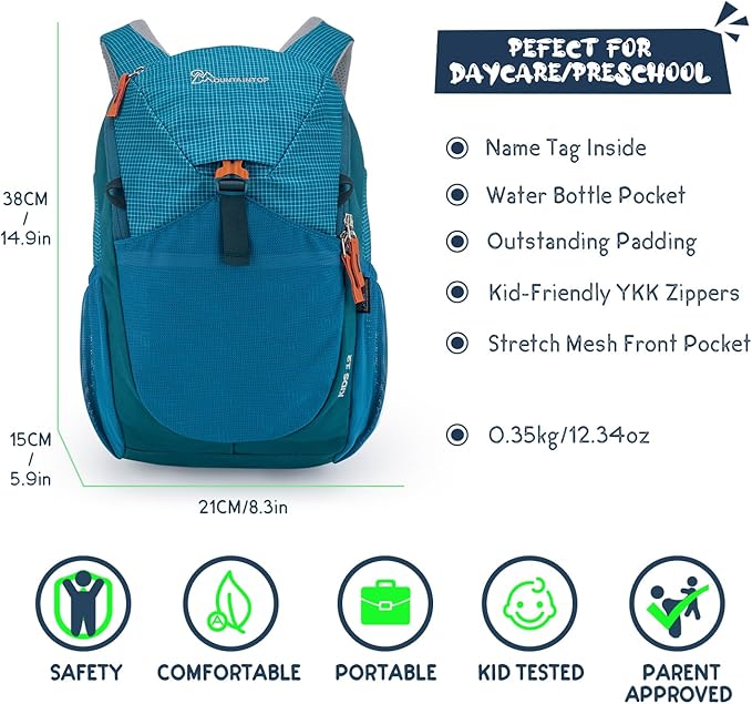 MOUNTAINTOP Kids Backpack 12L Toddler Hiking Backpack,Kindergarten Preschool Daypack for Boys Girls