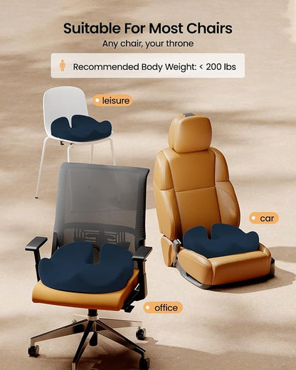 ProtoArc Seat Cushion, Office Chair Cushion for Sciatica, Coccyx Cushion, Ergonomic Memory Foam Seat Cushion for Car, Home, Pressure Relief Pad for Hip, Tailbone, All Day Comfort - Nayy