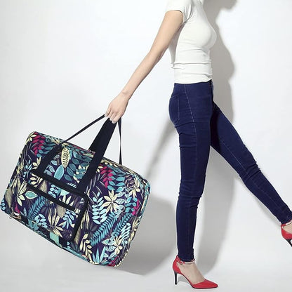 F.FETIVIN Weekender Bag Carry On Travel Duffle Medium Overnight Bag for Women (Blue Leaf)