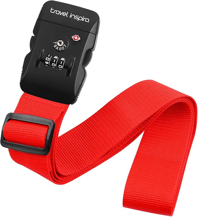Travel Inspira Luggage Straps for Suitcases with TSA Lock, Protect Your Luggage Anti-Burst, High Visibility Color, Easy to Identify Luggage Adjustable Heavy Duty Belt for 20-32 Inch Suitcases