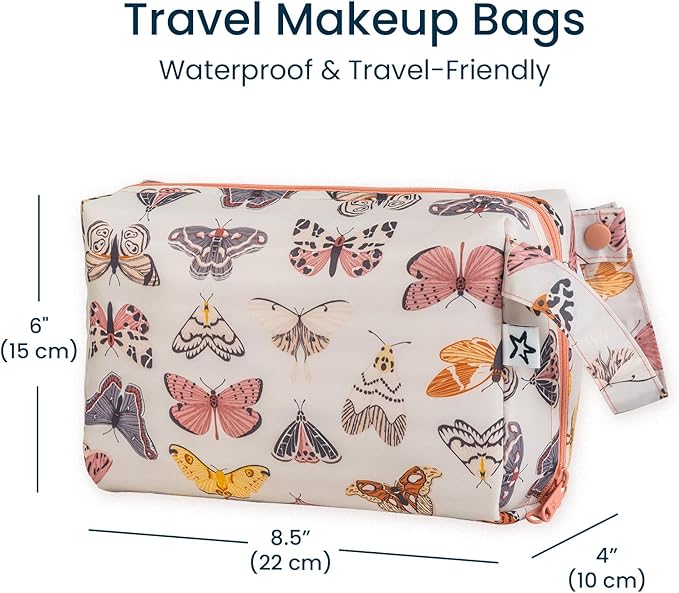 Tiny Twinkle Waterproof Travel Toiletry & Makeup Bag Organizer | Large Capacity Cosmetic Case with Compartments & Handle, A Thoughtful Travel Companion for Women（Flutter