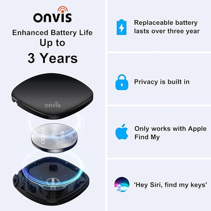 Onvis Item Finders Tracker Work with Apple Find My APP (iOS Only, Not for Android), Smart Bluetooth Locator for Keys, Luggage Suitcases, Bags Wallets, Backpack, IP67 Waterproof (4 Pack)