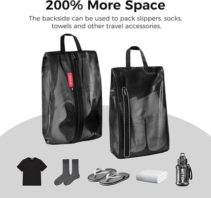 pack all Shoe Bag for Travel, Water-Resistant Shoe Pouch for Gym, Odor-Resistant Soccer Cleats Bag for Sport (Dual Pocket Version)