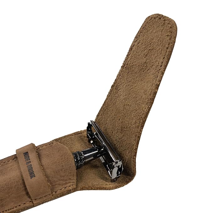 Hide & Drink, Leather Safety Razor Case, Shaving Accessories, Personal Care Essentials, Handmade Includes 101 Year Warranty (Single Malt Mahogany)