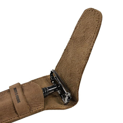 Hide & Drink, Leather Safety Razor Case, Shaving Accessories, Personal Care Essentials, Handmade Includes 101 Year Warranty (Single Malt Mahogany)