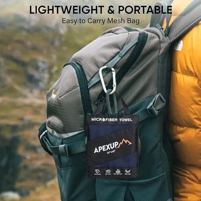 APEXUP Microfiber Travel Towel, Ultra Absorbent Quick Dry Towels, Lightweight Gym Sports Camping Towel for Workout, Yoga, Beach, Shower, Swimming (Combo, Navy Blue)