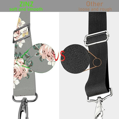ZINZ 77 Inch Shoulder Strap Univesal Bag Strap with Fixed Pad Ultra Thick Plus Long & Breathable Cushion, Replacement Strap for Bags,Gray Rose