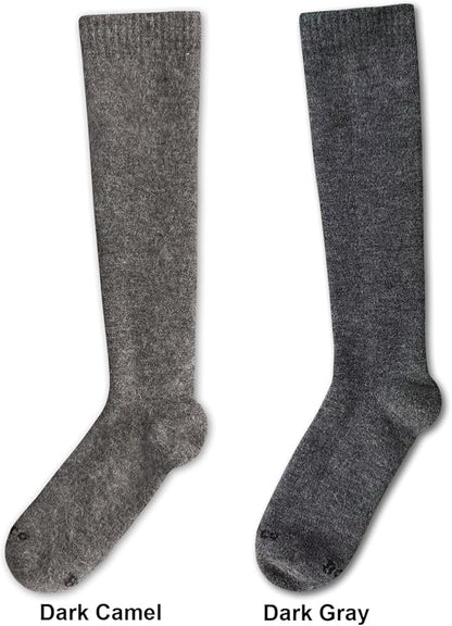 Alpaca Wool Heavyweight Knee High Compression Socks, Thick Winter Thermal Warm Soft Circulation Travel Flying