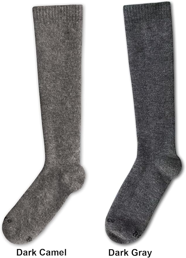 Alpaca Wool Heavyweight Knee High Compression Socks, Thick Winter Thermal Warm Soft Circulation Travel Flying