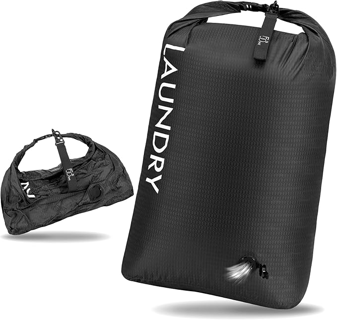 Compression Laundry Bag for Travel, Dirty Clothes Travel Laundry Bag, Waterproof Space-Saving Wet Clothes Storage Organizer, Smell Proof Laundry Bags Camping, Clothing, Swimming, Yoga, Gym