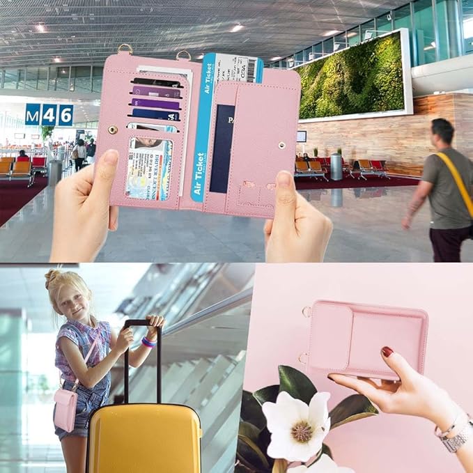 Passport Holder for Travel，Passport Holder & Neck Wallet with RFID Blocking,Hidden Neck Pouch for Travel- Holds Passports, Cards, Tickets, ID, Cash