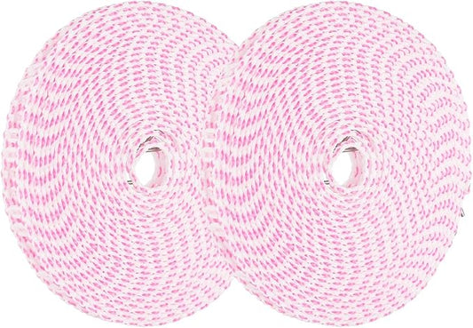 uxcell 2 Pcs Portable Travel Clothesline, 26.2ft Clothes Line Outdoors Travel Hanger Foldable Clothesline Rope with Hooks for Camping Hotel Backyard Home Cruise Ship, Pink