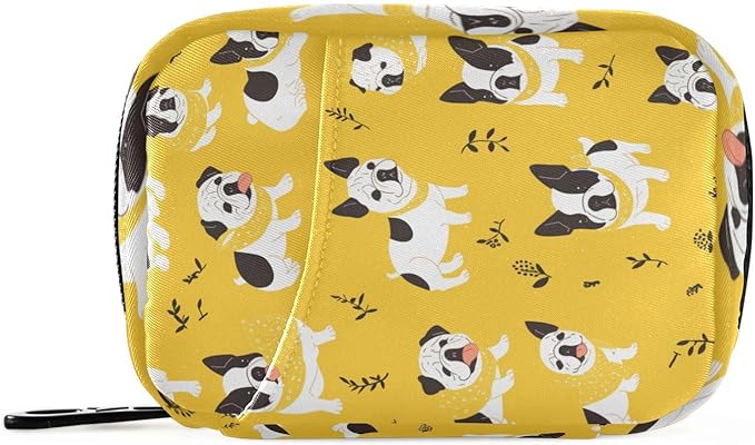 Pill Organizer Box Case Weekly Travel Pill Container Holder 7Day Cute Vitamin Organizer Dispenser Sorter Planner Storage Small Compact French Bulldog Banana Happy Yellow12