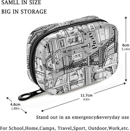 Fustylead Sights of Paris Travel Pill Case Bag with Zipper Weekly Pill Box 8 Compartments 7 Day Personal Pill Case Purse Medicine Case Organizer