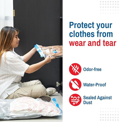 10 Pack Large Vacuum Storage Bags for Comforters, Blankets & Clothes – Vacuum Sealed Compression Bags with Hand Pump – Space Saver Storage Bags for Bedding, Moving, Travel & Organization