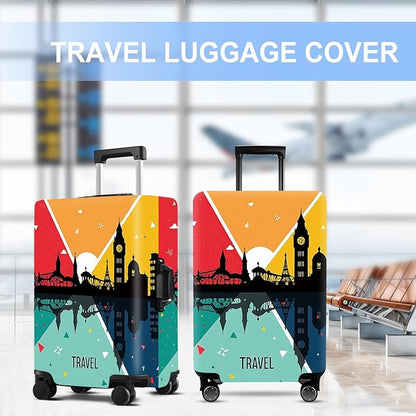Luggage Cover Washable Suitcase Protector Anti-Scratch,Stretchable Fit for 20-34Inch Luggage Durable Travel Bag Cover with Zipper Closure (Travel-2, XL(fits 32-34Inch suitcase))