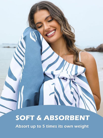 Eunzel 2 Pack Microfiber Beach Towel, Quick Dry Travel Towel Large Sand Free Towel for Beach, Camping, Swim Pool, Gym, Sports& Yoga 71"x32", Whale& Jellyfish