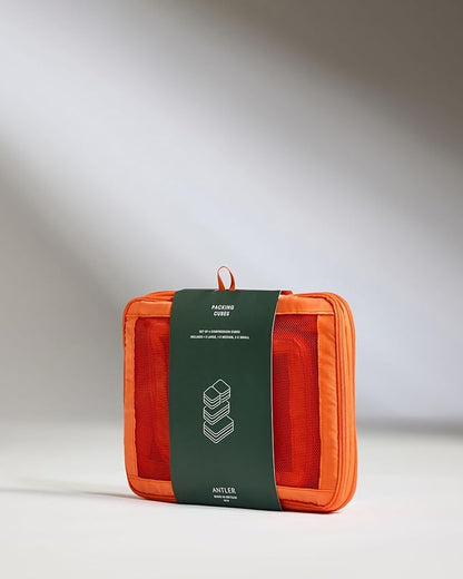 ANTLER - Compression Packing Cubes for Travel, Luggage Organiser for Suitcases or Bags, Travel Accessories, Set of 4, Coral