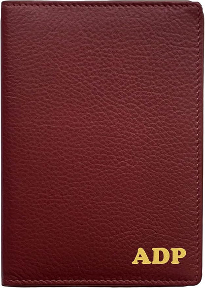 Personalized Monogrammed Merlot Leather RFID Passport Wallet