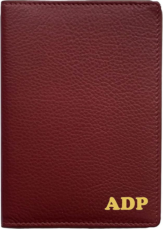 Personalized Monogrammed Merlot Leather RFID Passport Wallet