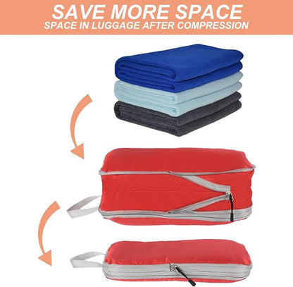 PATIKIL Compression Packing Cube for Travel, 3 Set Waterproof Nylon Luggage Organizer Bags Lightweight Compression Cube for Outdoor Suitcases Backpack, Red