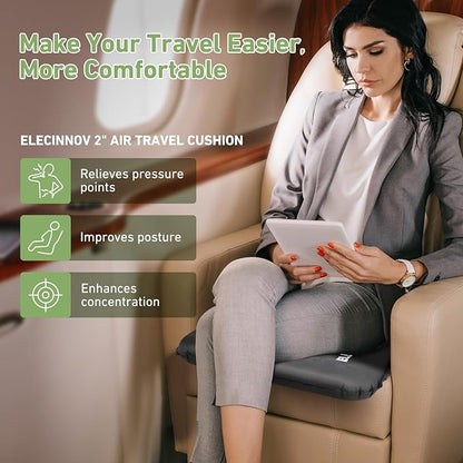 Inflatable Seat Cushion, Self Inflating Memory Foam Stadium Seat Cushion Lightweight Camping Chair Pad Airplane Cushion for Long Flights Outdoor Travel Bleacher Office Car Backpacking (Grey)