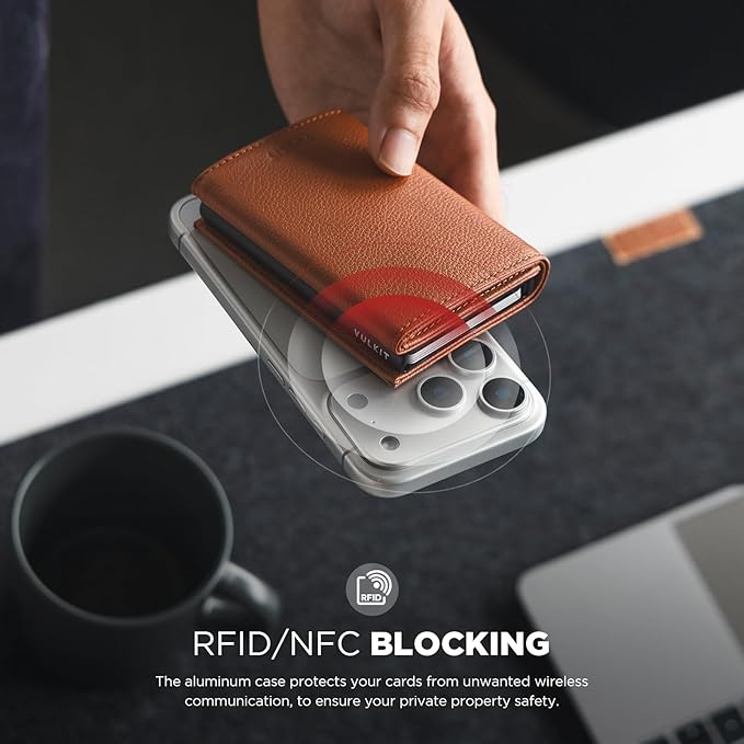 VULKIT Pop up Card Wallet Minimalist Cash Wallets RFID Blocking Leather Smart Credit Card Holder with ID window for Men