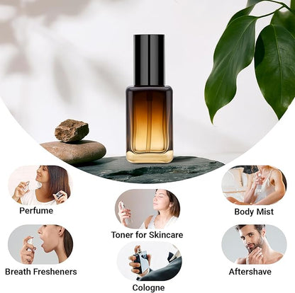 Segbeauty 1.7oz Amber Glass Spray Bottle Refillable Travel Bottles, 4pcs Fine Mist Travel Empty Spray Bottle for Hair, 50ml Atomizer Sprayer for Perfume, Liquid Containers Perfume Cologne Bottles