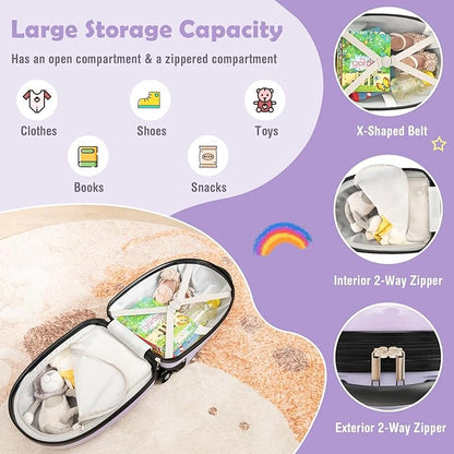 Goplus Kids Luggage, 16’’ Carry On Suitcase with Wheels, Waterproof Hard Shell, Lightweight Rolling Luggage for Travel, Birthday Christmas Gifts for Toddlers, Children, Boys, Girls (Purple-Unicorn)