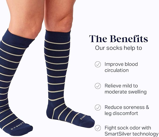 Comrad Nylon Knee High Socks - 15-20mmHg Graduated Compression Socks - Soft & Breathable Support Unisex Socks