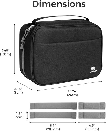 pack all Electronic Organizer Plus, Larger Capcity Cable Organizer Bag, Shockproof Carrying Case, Portable Cord Travel Organizer Storage Bag for Cables, Chargers, Phones, USB, SD Cards(Black)