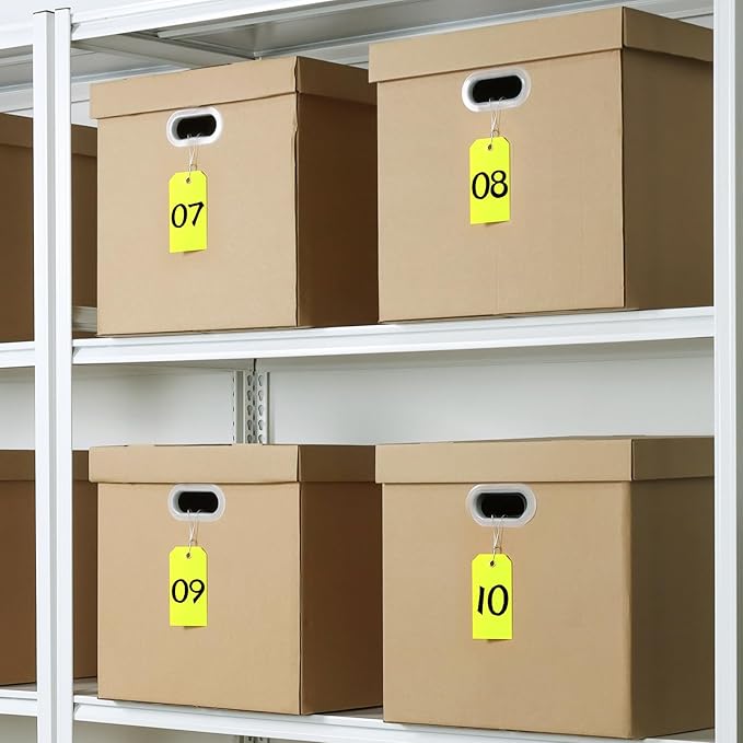 1000 Pieces Plastic Shipping Tags with wire Labeling Tags Waterproof Hang Tags with Reinforcement Hole Writable Luggage tag Loops for Equipment Inventory Parts Garage Storage (Yellow, 4 3/4" x 2 3/8")