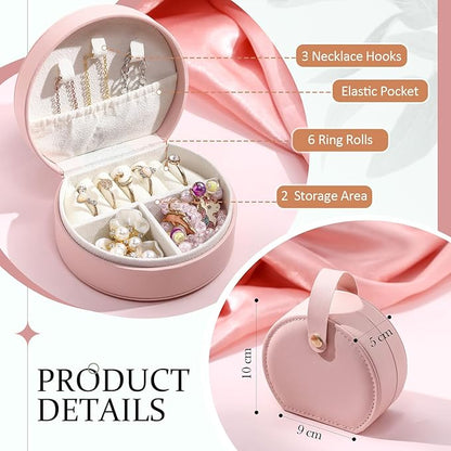 Weysat 24 Pack Travel Jewelry Case Mini Leather Bridesmaid Jewelry Gift Box Bulk Small Earring Storage Organizer (Pink)