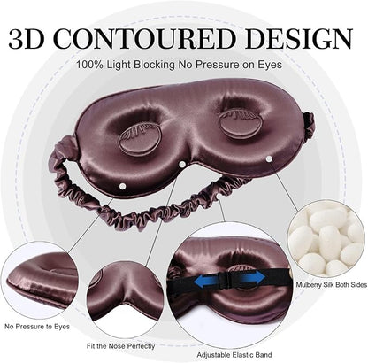 ZIMASILK Adjustable 22 Momme 100% Pure Mulberry Silk Sleep Mask, 3D Contoured Cup Eye Mask for Sleeping, Super Soft Breathable Blindfold, Perfectly Blocks Light for Sleeping. (Plum Wine)