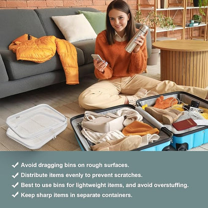 Hard Sided Clear Zipper Case for Storage- Professional-Grade Plastic Clear Zipper Pencil Case,Toy Storage Bins, Toiletry Pouch, Travel Organizer, Cosmetic Bag（White,2 Pack, L）