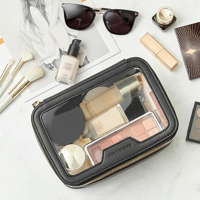 ROWNYEON Clear Makeup Case Toiletry Bag Multipurpose Travel Makeup Train Case Portable Cosmetic Organizer Transparent Storage Bag