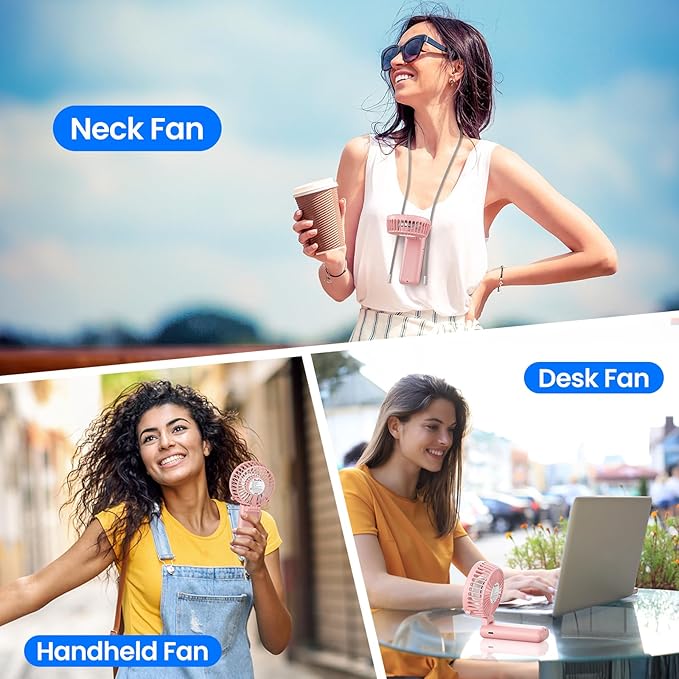 HandFan Upgraded Handheld Fan, 5 Speeds Strong Airflow Hand Fan [Max 27 Working Hours], 180° Foldable Compact Design Personal Fan Handheld with Portable Power for Travel/Disney/Concerts/Women (Pink)