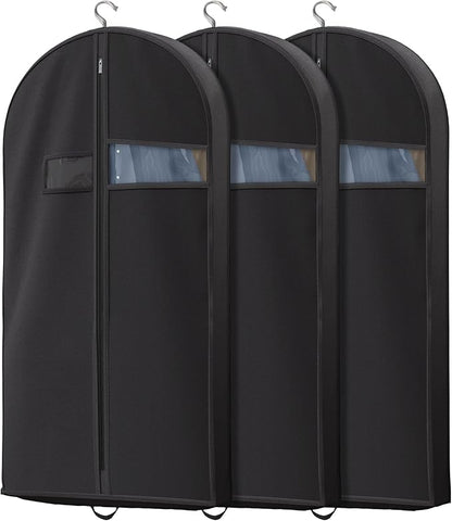 3 packs Garment Bags for Travel and Closet Storage with Zipper Pocket, Heavy Duty Waterproof Hanging Suit Bag with Handles for Suits, Coats, Jackets, Shirts