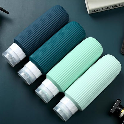 Travel Bottles for Toiletries, Large 6oz Travel Size Containers, BPA Free Leak Proof Tubs Refillable Liquid Accessories with Toiletry Bag for Cometic Shampoo and Lotion Soap (4 Pack)