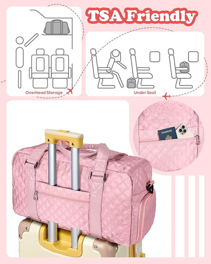 Initial Travel Duffle Bag Women Girls Gift: Personalized Weekender bags, Dance Cheer bag Sports for Girl, Kid Gymnastics Bags, Birthday Gifts for Women Girls Kids Teens Mom Teacher